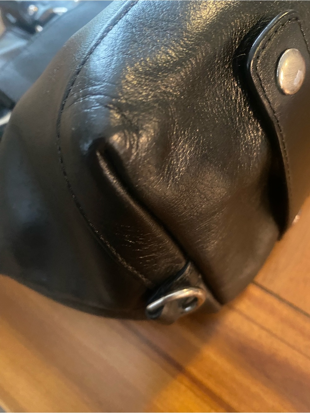 Vintage RARE Coach Madison Pearlized BLK Leather Sabrina Satchel Purse - Picture 7 of 10
